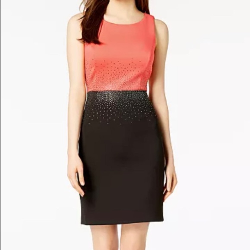 Colorblock rhinestone sheath dress